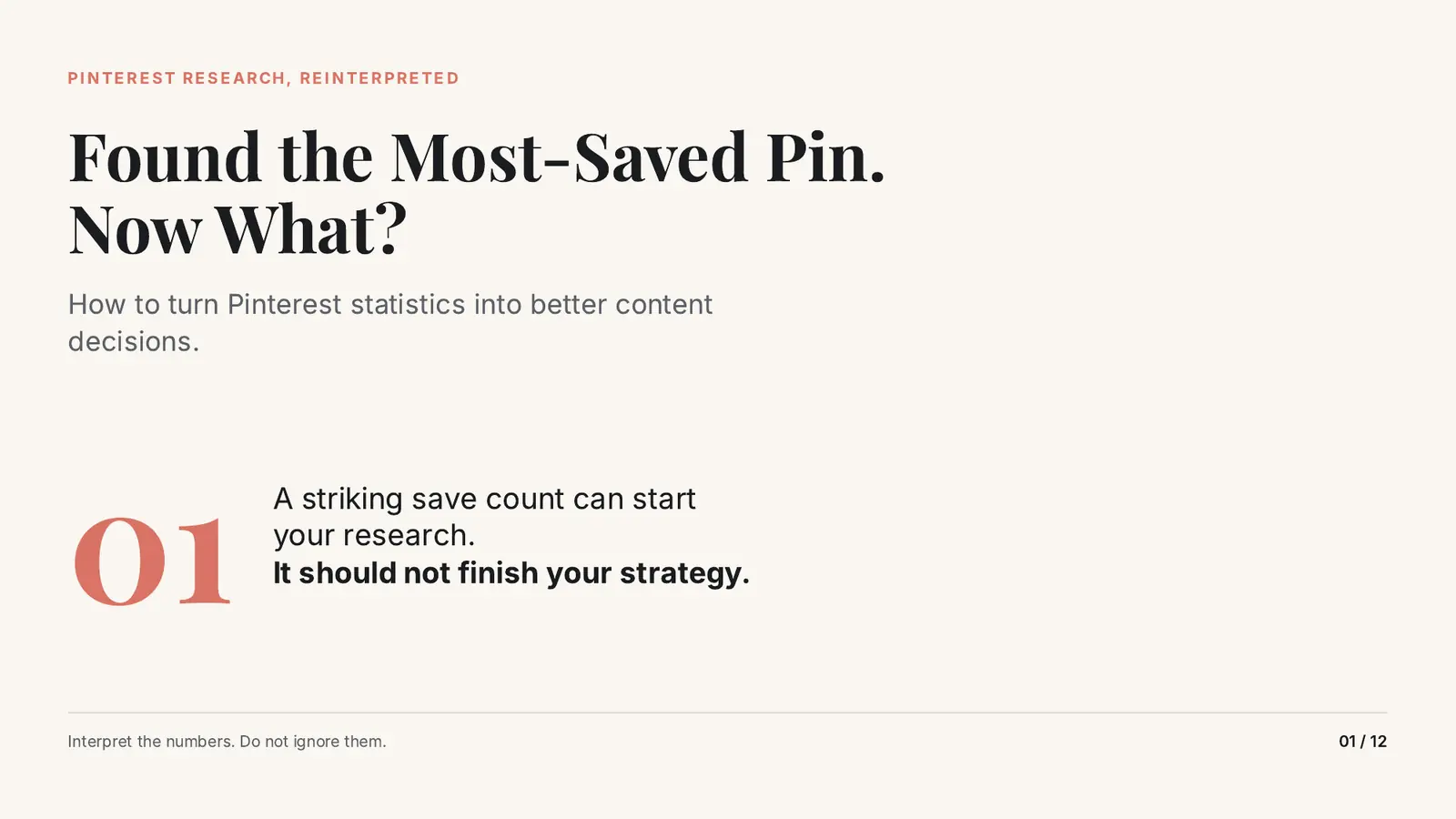 Slide 1 of 12: Found the Most-Saved Pin. Now What? A striking save count can start your research. It should not finish your strategy.